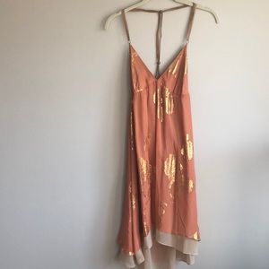 One of a kind cocktail dress with gold pattern